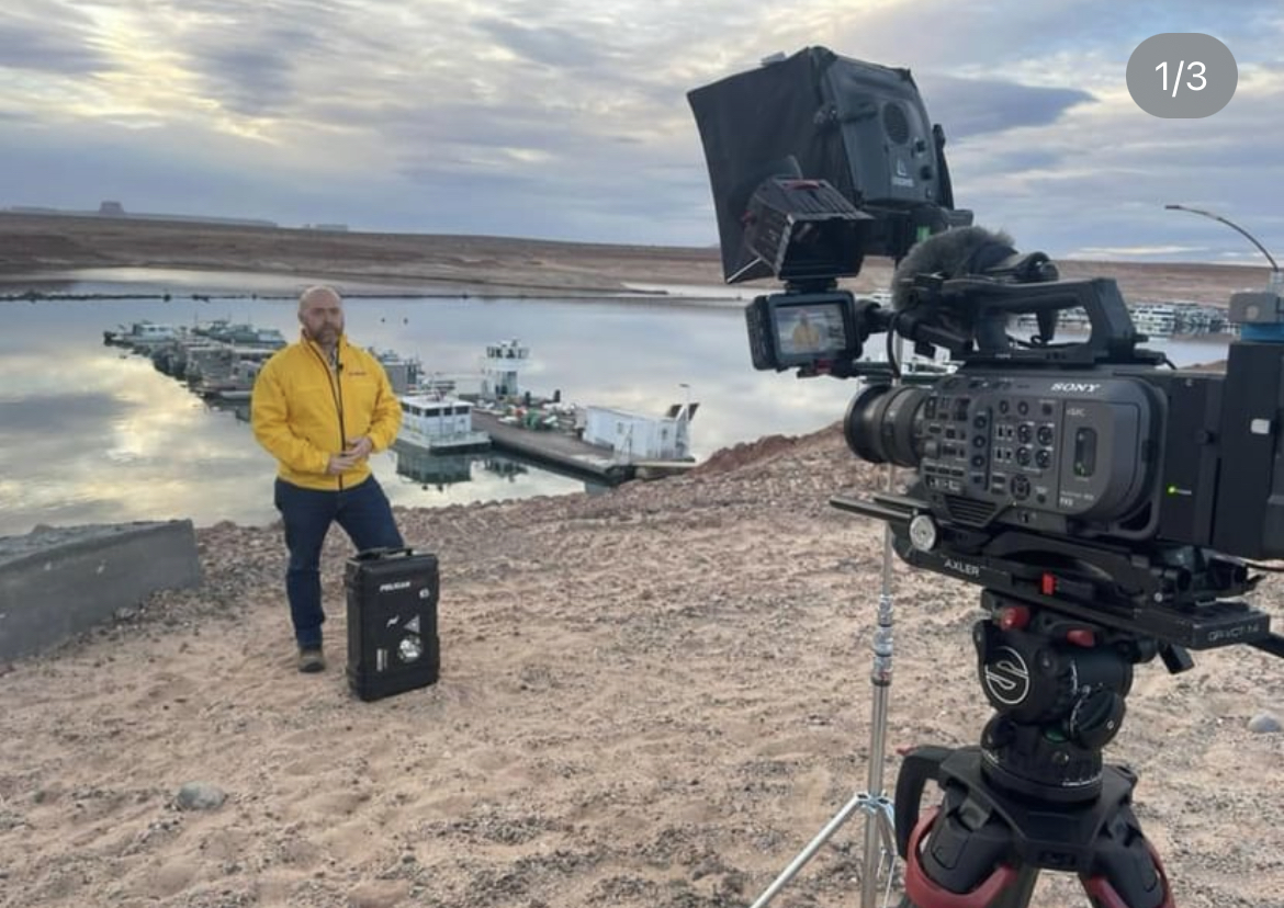 Scott Withers reporting on drought at a low reservoir